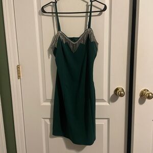 Planet Gold Dark Green Mini Dress